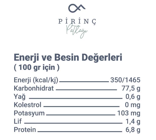 Pirinç Patlağı Sade 100 GR