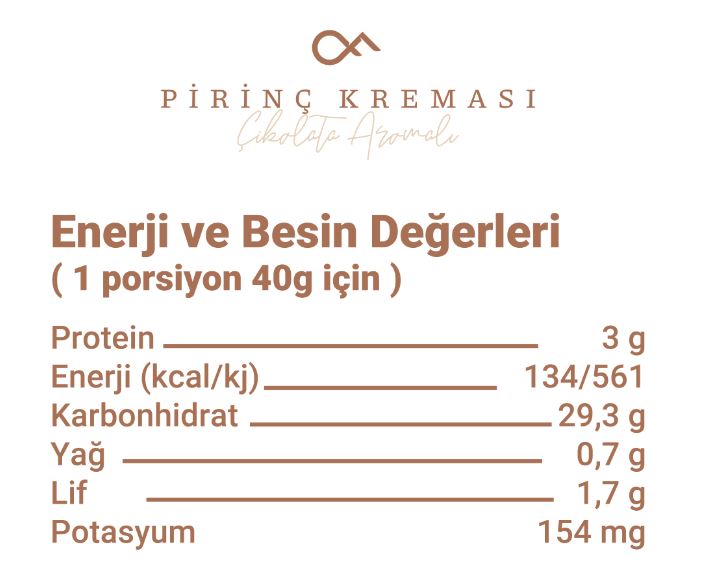 Çikolata Aromalı Pirinç Kreması 500 GR