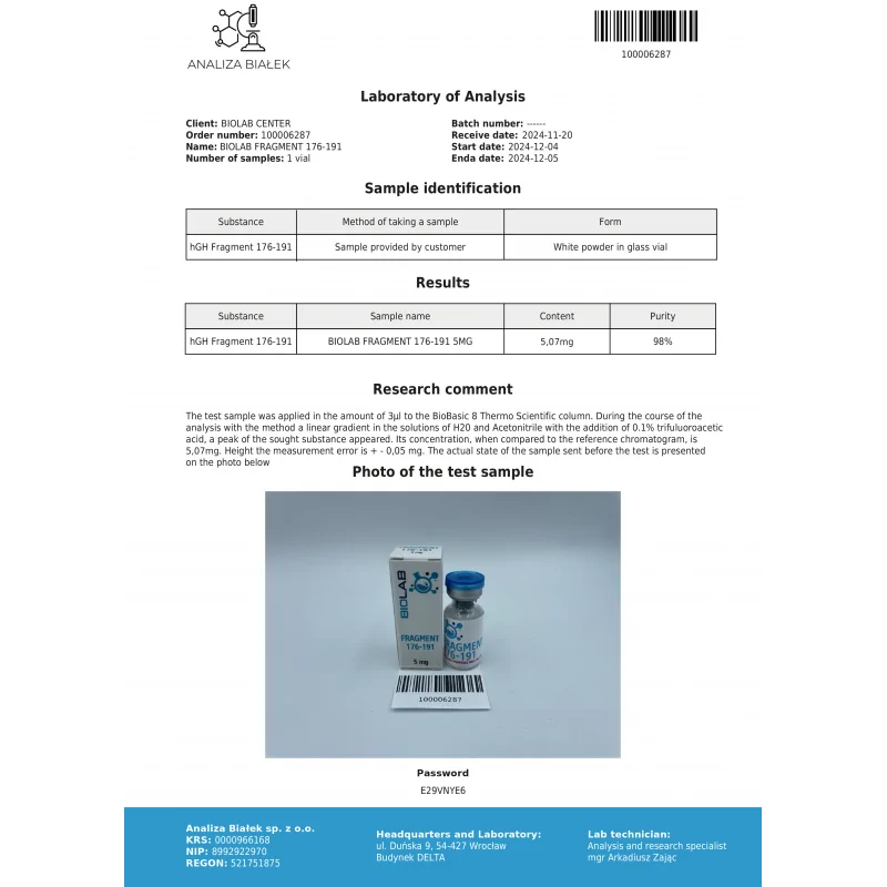 BİO LAB FRAGMENT 176-191 5 mg